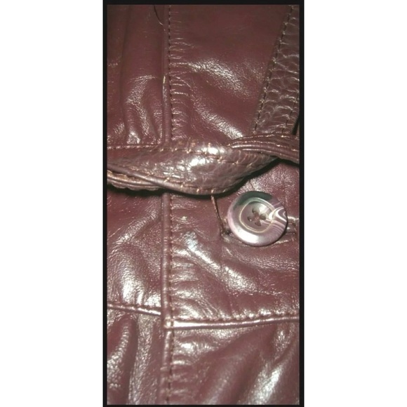 Vintage 80's Wilsons Oxblood Leather Jacket Crop Trench Retro Goth ALT egirl Spy - Picture 9 of 16